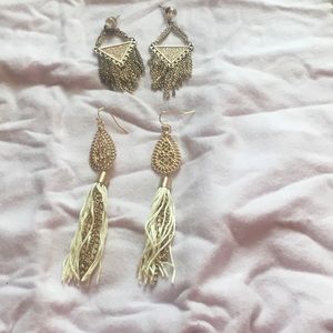 2 pairs rose gold dangle earrings